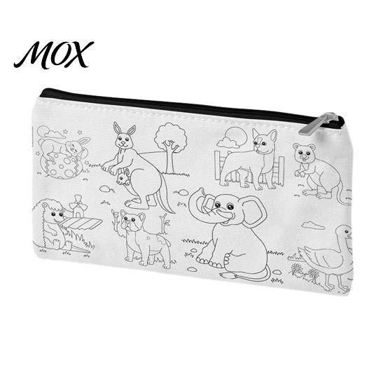 Stationery Organizer Bag DIY Coloring Cartoon Pencil Case, Color Your Own Canvas Pen Zipper Case Bag, Pouch Art Crafts for Students, Kids Holder