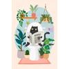 Watercolor Cute Kittens Potted Plant Canvas Print Cartoon Green Plants Animals Wall Art Postes for Modern Living Room Home Decor