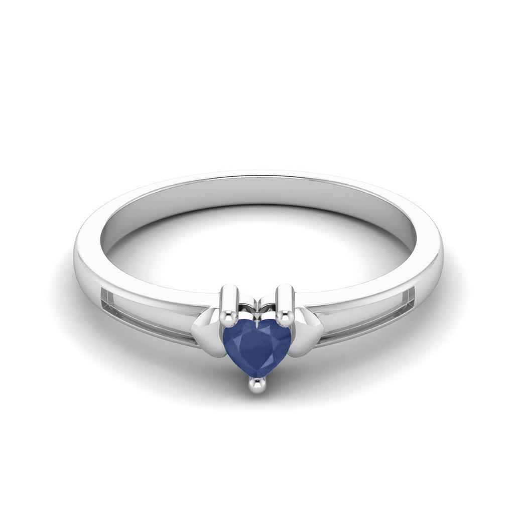 3mm Heart Blue Sapphire Cz 925 Sterling Silver Three Hearts Women Anniversary Ring