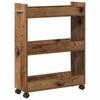 Vintage Wood Storage Cabinet with Wheels 60 X 22 X 79 Cm
