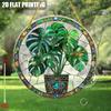 2D Flat Acrylic Colorful Monstera Leaf Acrylic Sun Catcher - Stained Glass Style Design with Green Leaves and Floral Accents, Home Decor