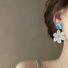 Silver Needle Acrylic Flower Pendant Earrings Women's New Unique Temperament Earrings Niche Fashion Temperament Earrings