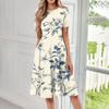 Women's Fashion Short Sleeve Vintage Printed Dress Cosplay Party Evening Dress