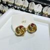 Korean White Drip Oil Circular Stud Earrings for Women Exquisite Sparkling Crystal Geometric Round Earrings Party Jewelry Gifts