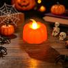Battery Operated Pumpkin Lamps 2Pcs Halloween Flameless Candles, LED Candle, Decorative Candles Candy Bag Fillers for Light, 3D Tealight Thanksgiving