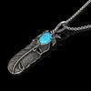 [ZIYMU] Feather Necklace, Indian Jewelry, Turquoise Pendant, Silver, Men's, 60cm Zm-p-029tc60