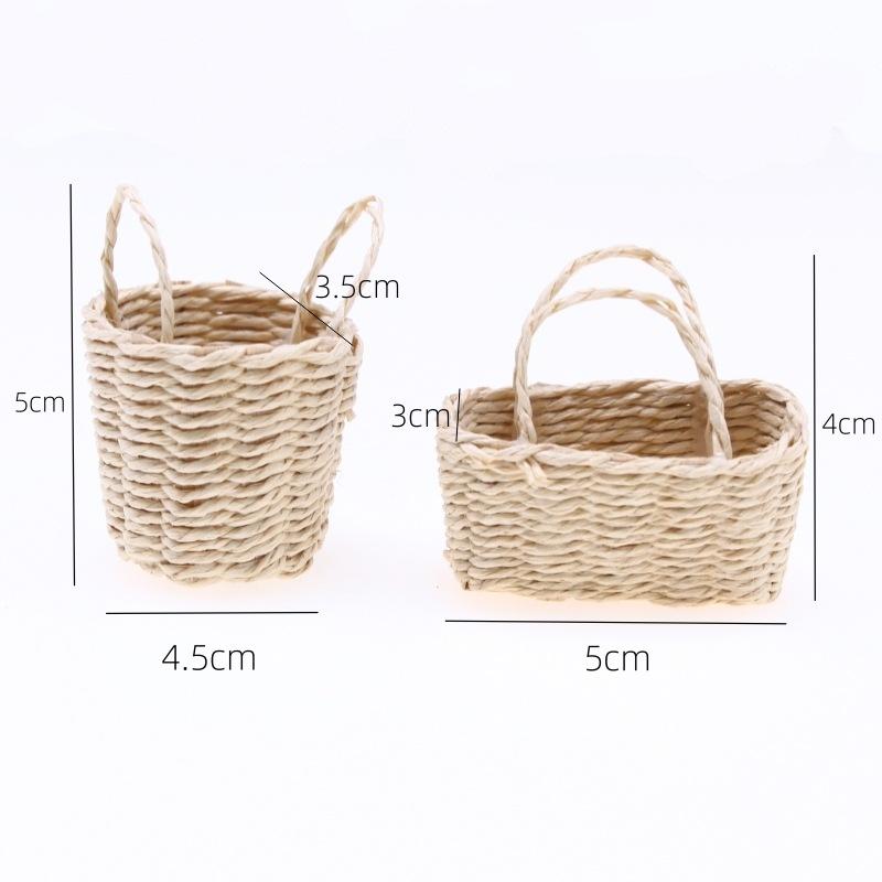 Mini 112 Cute Dollhouse Rattan Frame Hand-Woven Vegetable Food Basket Dolls Miniature Decoration