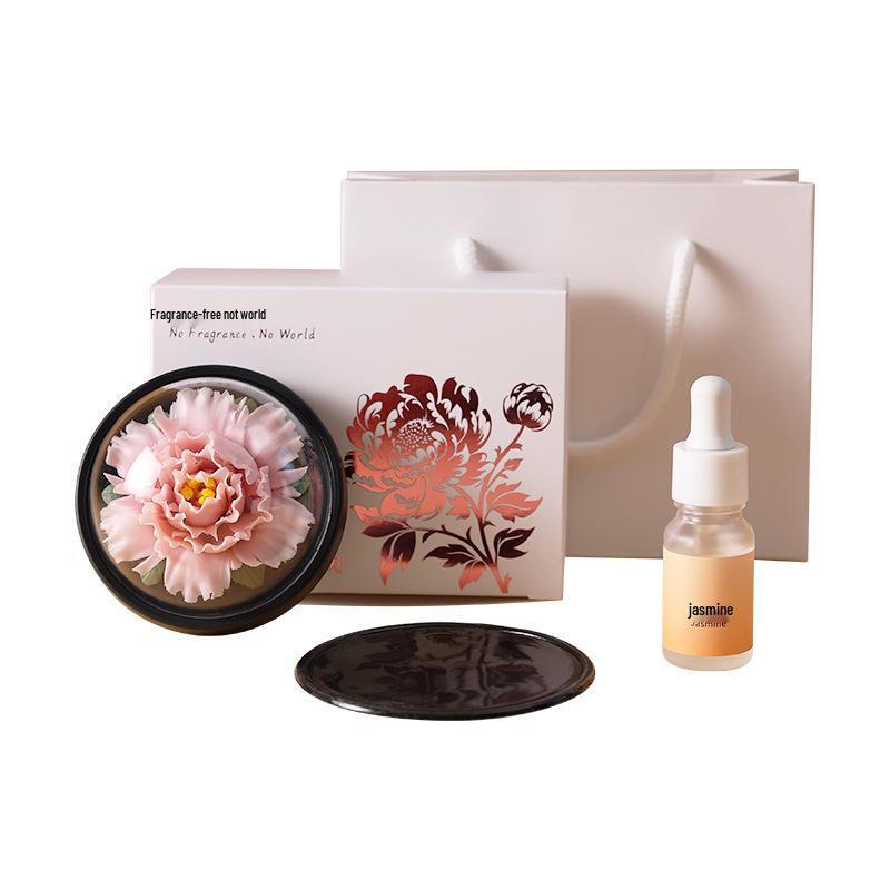 Handcrafted Peony Porcelain Aroma Diffuser - Ceramic Incense Burner & Indoor Decor White Tea