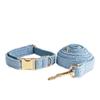 Blaues Teddybär Hundegeschirr Set: Enthält Brustgeschirr, Fliege am Halsband, Leine und Kette für den Außenbereich.