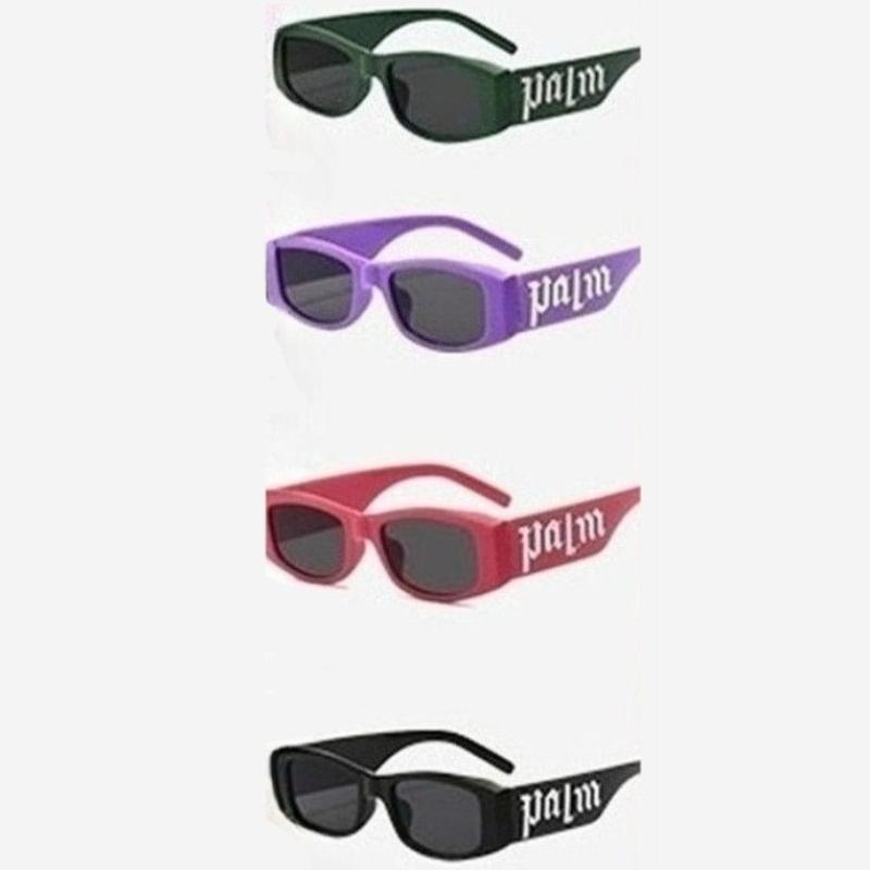 4pcs Fashion Sunglasses Male Female  Black Frame Letter Palm Hip-hop Trend Brand High-end Sense Face-lift Sunglasses Party