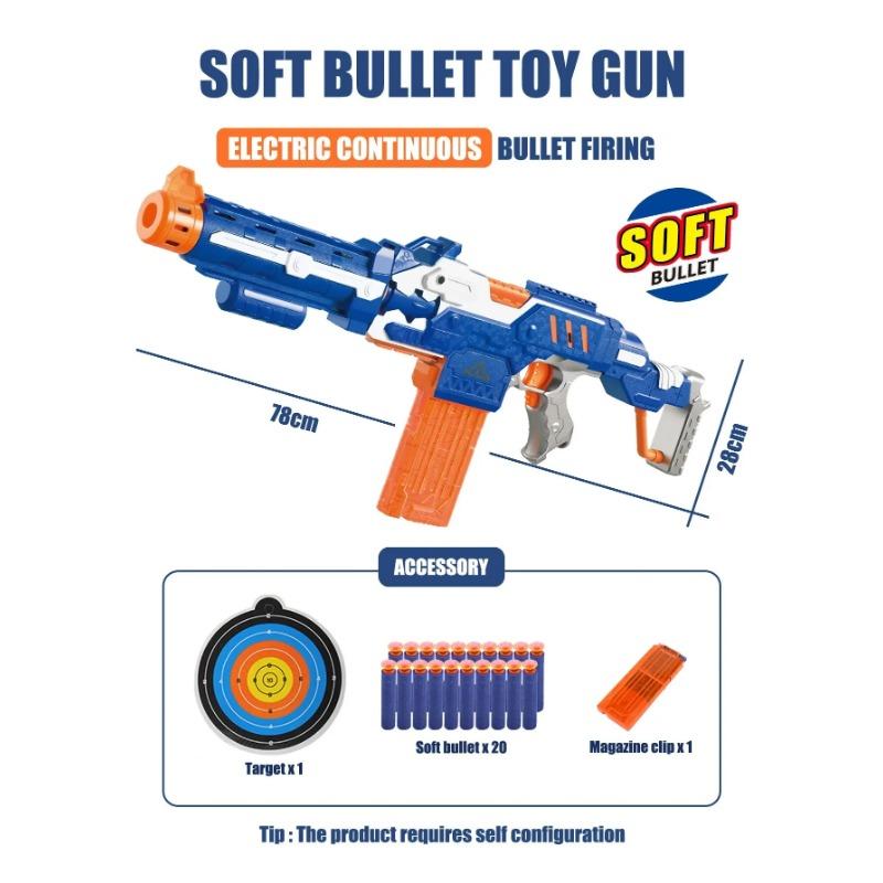 Children's Soft Bullet Toy Gun Submachine Gun With 20 Soft Bullets and 1 Farget Boy's Birthday Gift