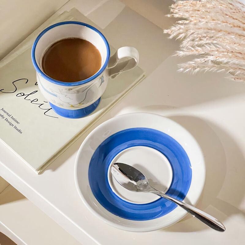 Hand-Painted Ceramic Coffee Cup and Saucer Set