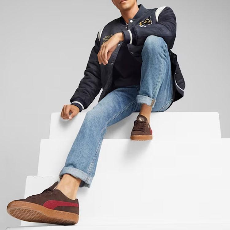 Puma X Staple Varsity Jacket Striped Letter Print Stand Collar Long Sleeve Jacket Men Jacket Blue 622203-16