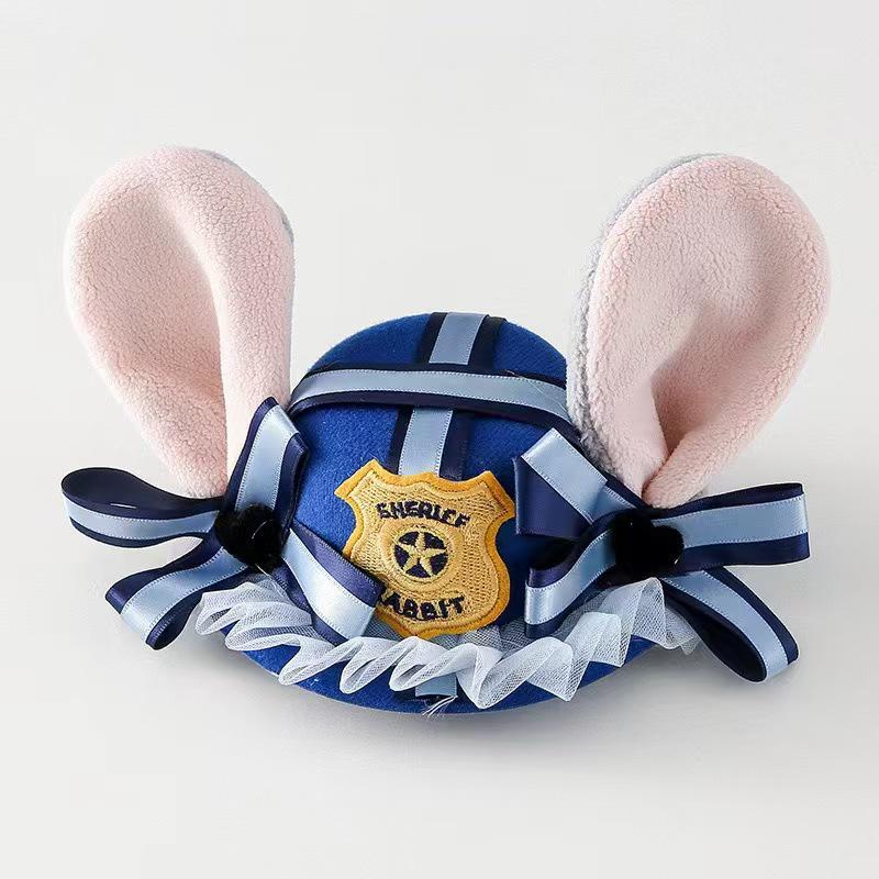 Judy Rabbit Police Officer Parent-Child Cosplay Hat with Rabbit Ears Headband for Kids