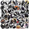 50 Cartoon Black Crow Doodle Stickers Decorate Guitar Notebook Suitcase DIY Waterproof Halloween Stickers