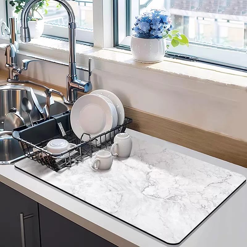 Covoraș antiderapant absorbant din diatomit pentru blat de bucătărie, cu uscare rapidă, pentru scurgerea cafelei; suport de bucătărie pentru uscarea vaselor