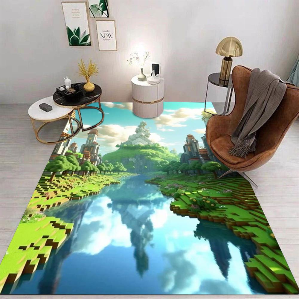 M-MINE Sandbox Games Decor Carpet for Living Room Sofa Coffee Table Bedroom Area Rugs Kitchen Kid Room Nonslip Floor Mats