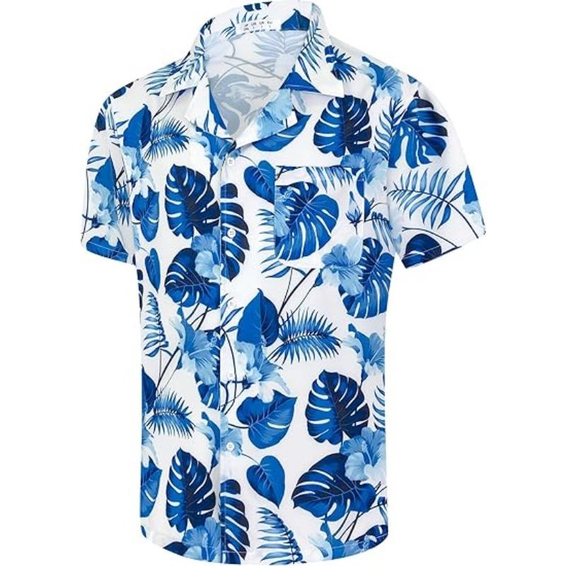 Men's Short Sleeved Hawaiian Shirt Quick Drying Loose Fit Floral Print Tropical Cruise Beach Button Graffiti Aloha