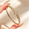European & American Fashion Zirconia Four-Leaf Clover Bracelet: Sparkly Flower Design Wristband for Women