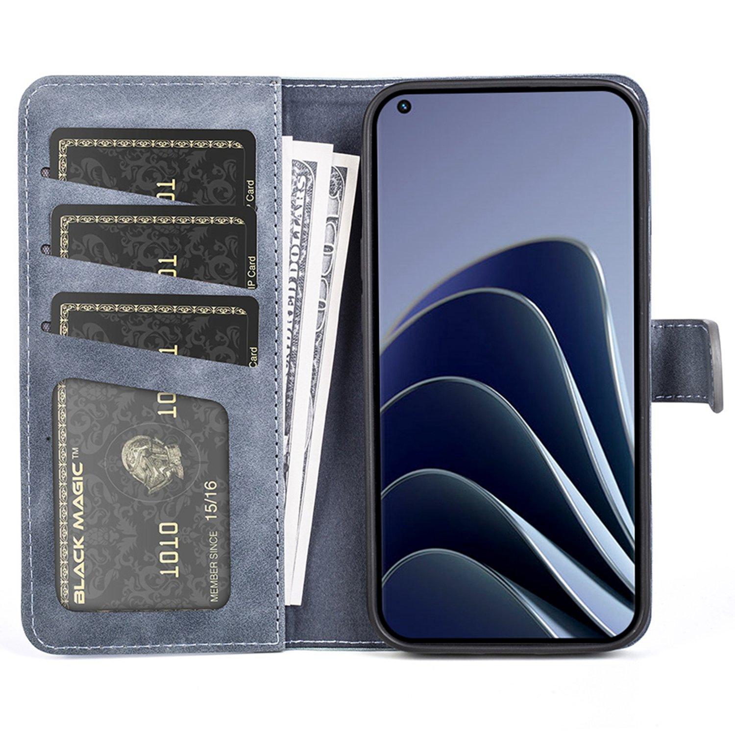 

For OnePlus 10 Pro Anti-drop Shockproof Phone Protective Cover Flip Leather Case Color Splicing Stand Wallet Smartphone Shell Card Holder Blue