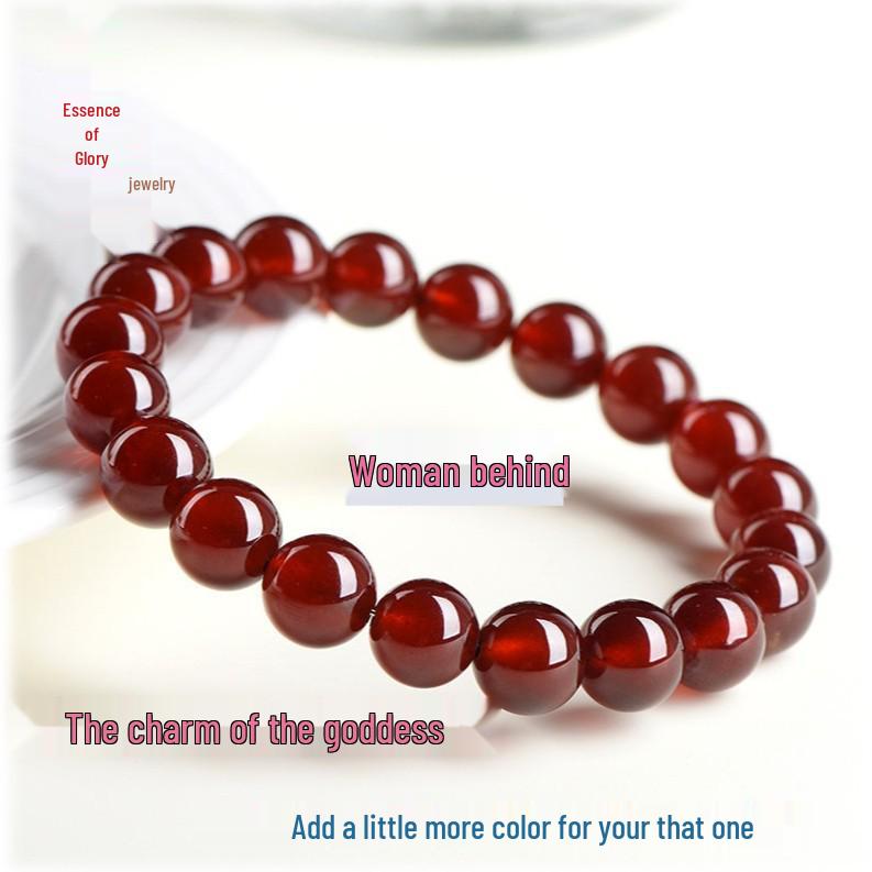Elegant Women s Natural Orange-Red Garnet Bracelet with High-Transparency Beads 7mm