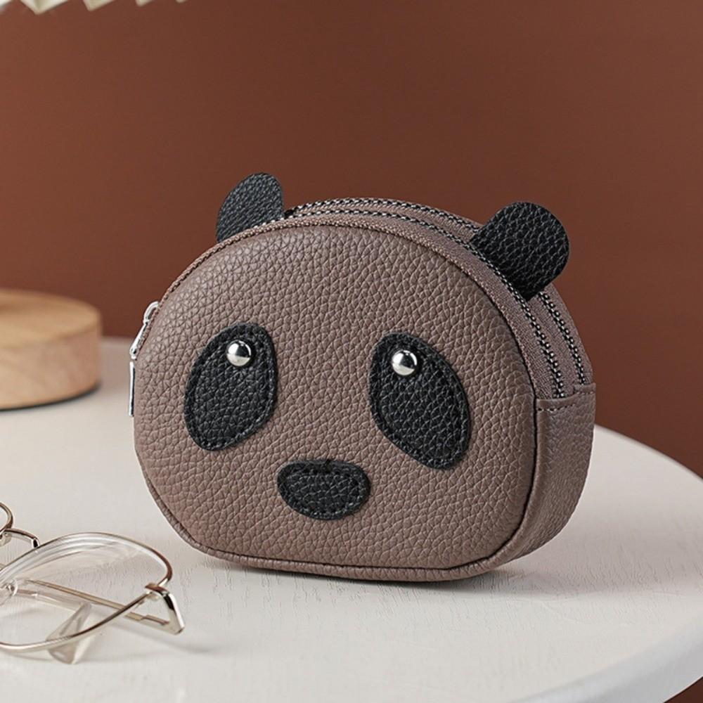 Creative Double Layer Coin Purse Portable Multifunctional Mini Card Holder Zipper Panda Shape Zipper Wallet