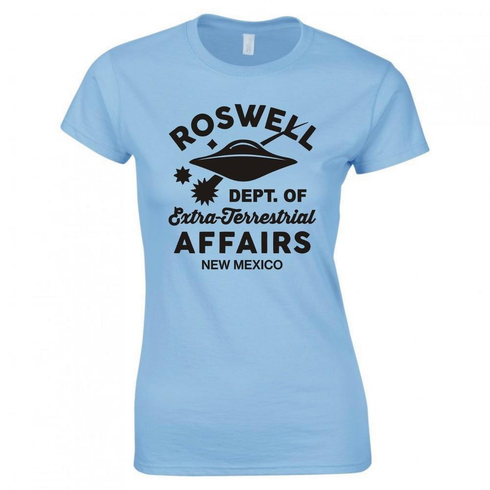 Funny Alien Roswell Dept Of Extra Terrestrial Ladies Skinny Fit Tshirt S