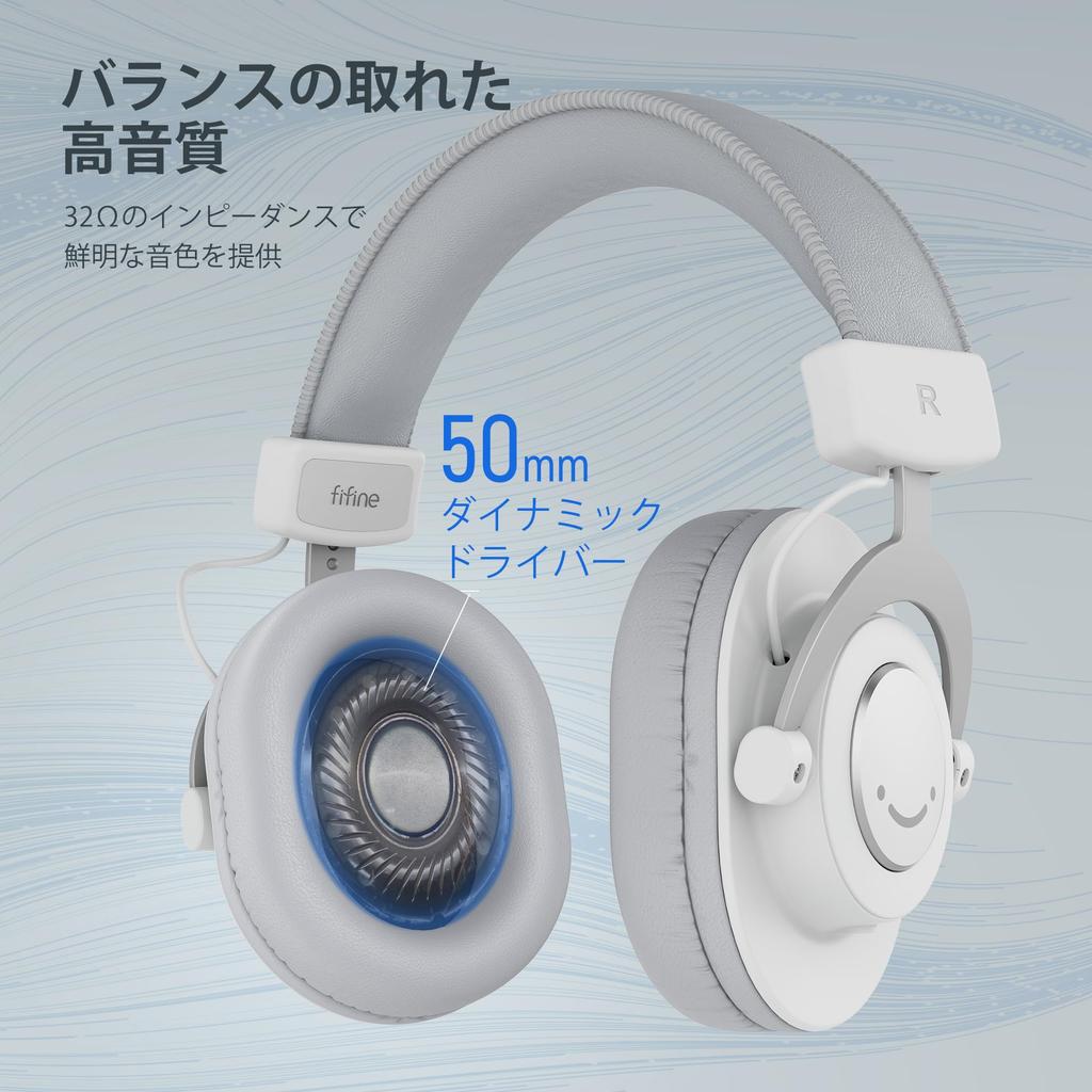 FIFINE Monitor-Kopfhörer, DJ-Kopfhörer, Kopfhörer, kabelgebunden, versiegelt, Over-Ear, kompatibel mit Player-Musik, Weiß, H8W, 3,5 mm, 6,35 mm