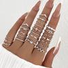 23PCS Fashion Luxury Shiny Zircon Wave Multi-Element Design Women's Ring Set, Suitable or Women's Daily Wear Rings