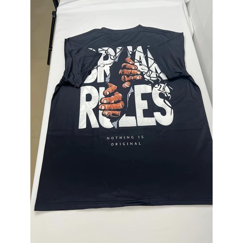 European sizes Men's 3D Printed Lyrics Fashion T-Shirt, Harajuku Streetwear, Casual Short Sleeve Crew Neck Tee