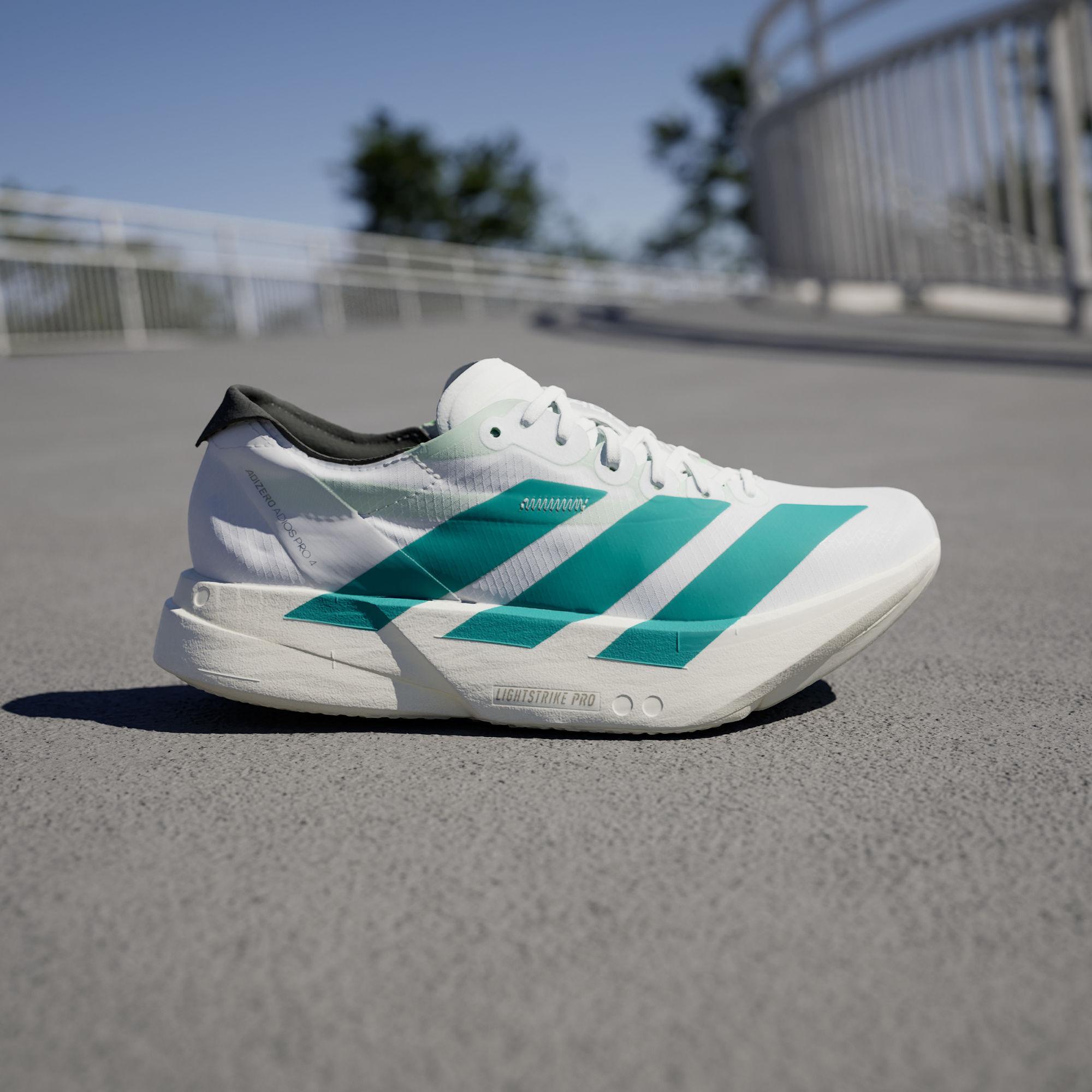 adidas Adizero Adios Pro 4 Cloud White Pure Teal Carbon (Women s) 36.5