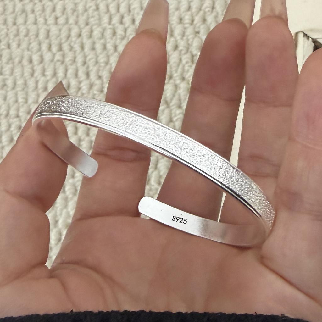Xiaomi 100% Solid 925 Sterling Silver Retro Bracelet for Women Men Vintage Handmade Sparckling Flat Simple Bracelet Birthday Gift