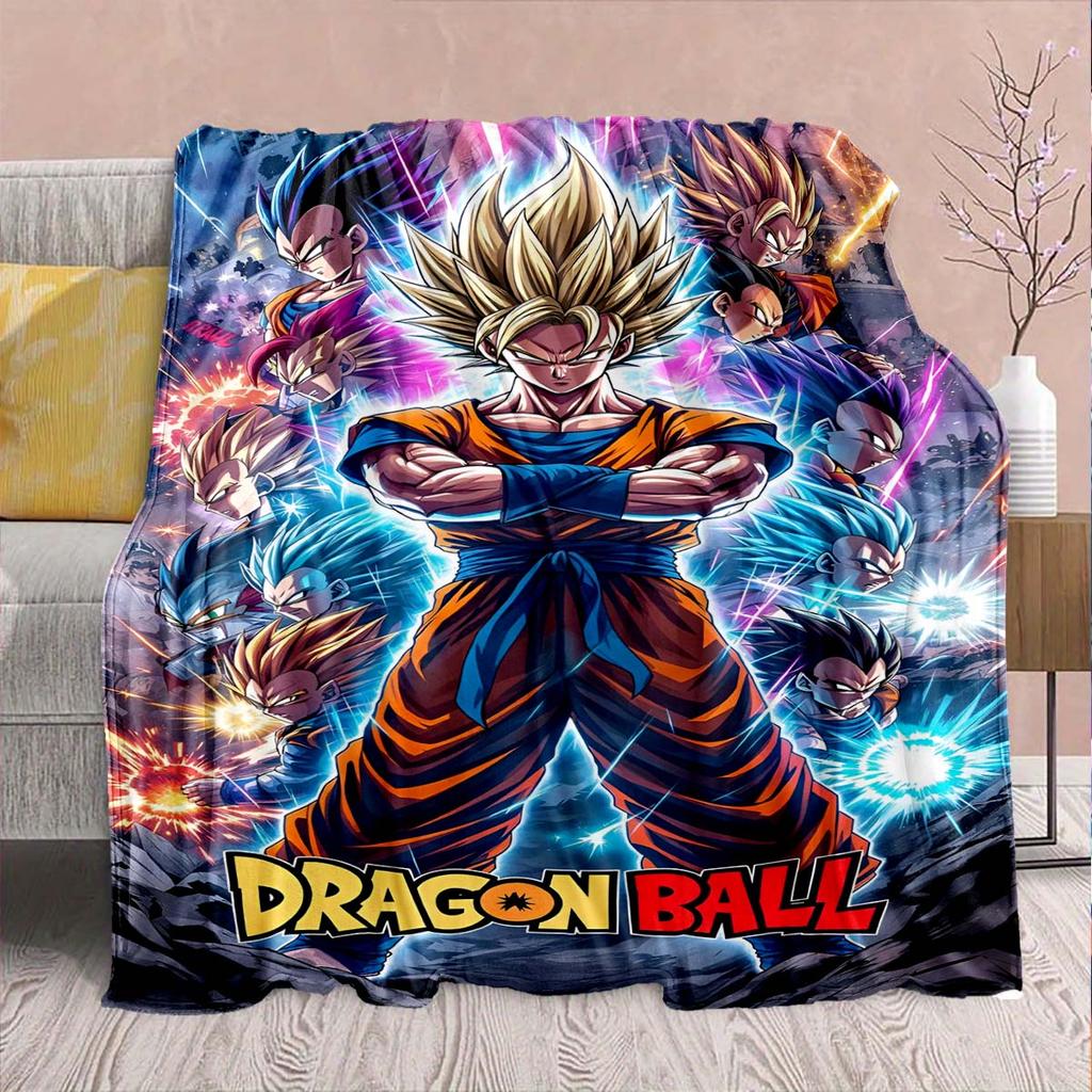 Dragon Ball Anime Flannel Blanket - Soft Warm Perfect for Sofa, Bedding Camping Travel Office Home Decor -QJY