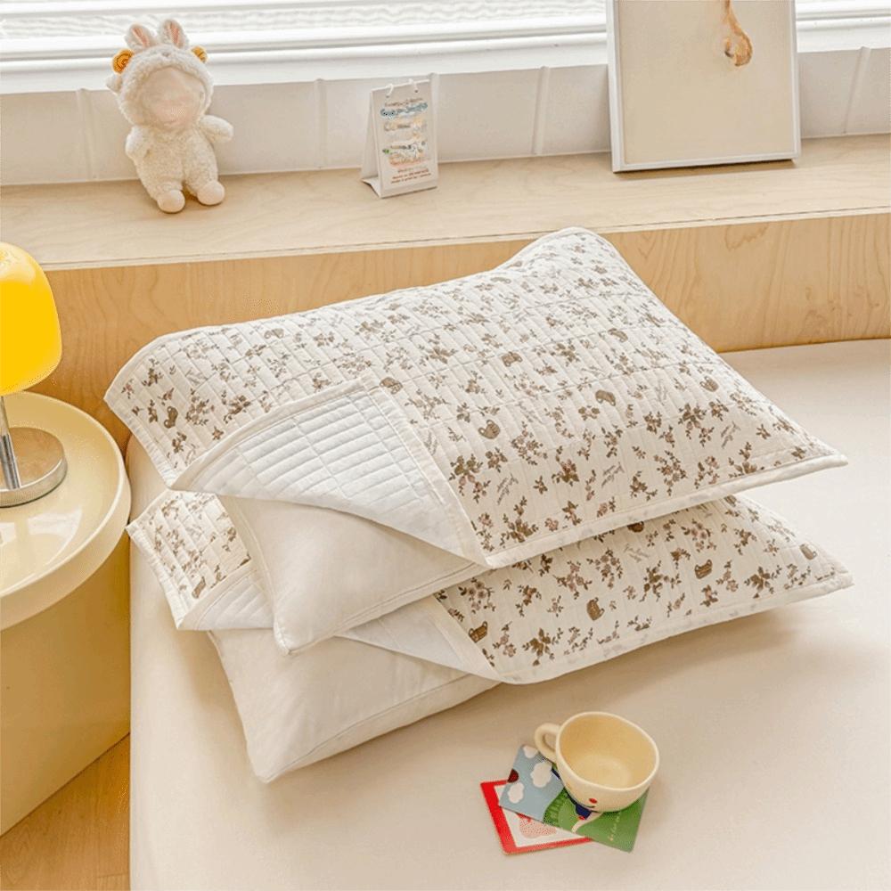 Double-Layer Cotton Pillowcase Cartoon Printing Cushion Cover Pillow Insert Protector Dormitory