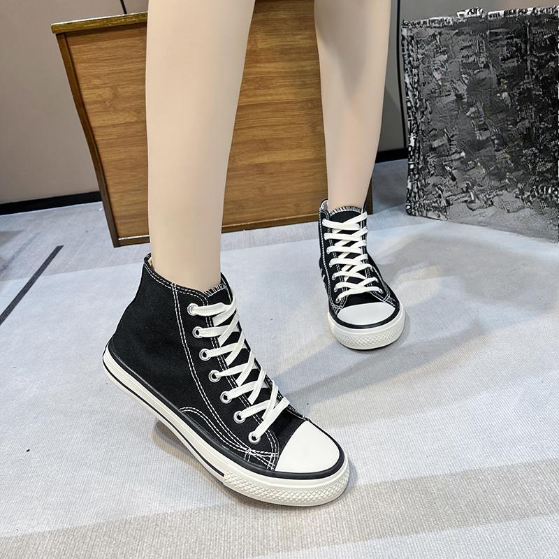 Women's Fashion 2025 Vulcanized Shoes Woman Sneakers New Rainbow Retro Canvas Shoes Flat Fashion Comfortable High Shoes Women
