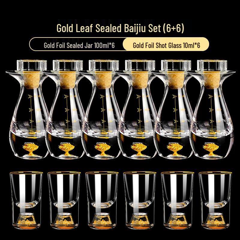 Handmade Crystal Gold Leaf Baijiu Decanter Set