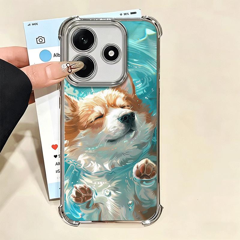 Corgi Hund Süß Vergoldet Handyhülle Für Xiaomi Redmi Note 14 15 Pro Plus 13 12 11 11S 11T 10 9S 9 5G Sturzfest Airbag Abdeckung