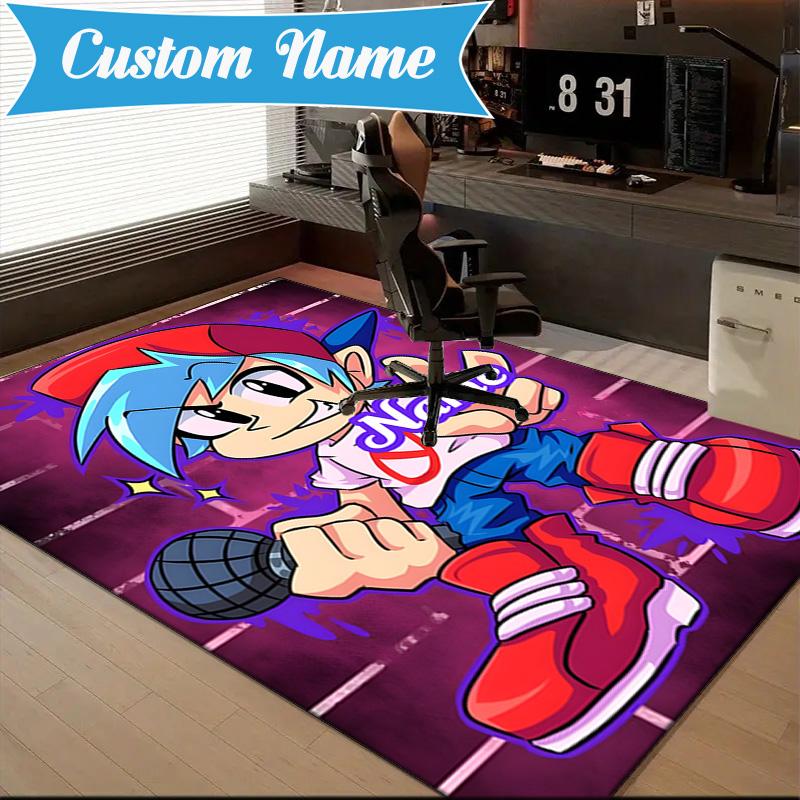 Custom Name Friday night Rug for Living Room, Game Rooms, Office, Bedroom, Floor Mat Playful Design, fan gifts Christmas decor