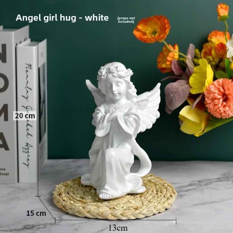 European Vintage Resin Angel Statue Fairy Garden Sculpture for Home Desk Shelf Decor Romantic Gift Collection