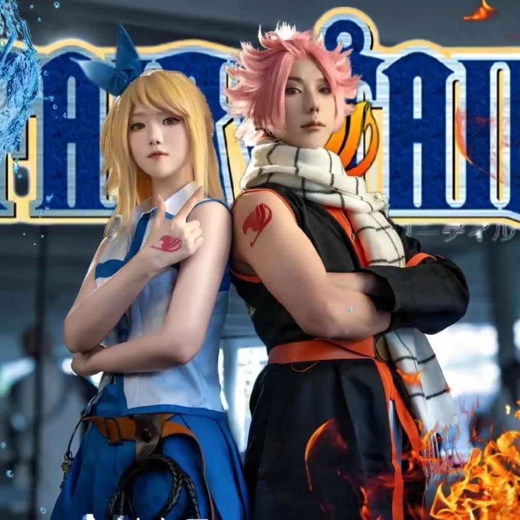 Anime FAIRY TAIL Etherious Natsu Dragneel Full Set Unisex Adult Kids Halloween Party Cosplay Costume Stage Performance