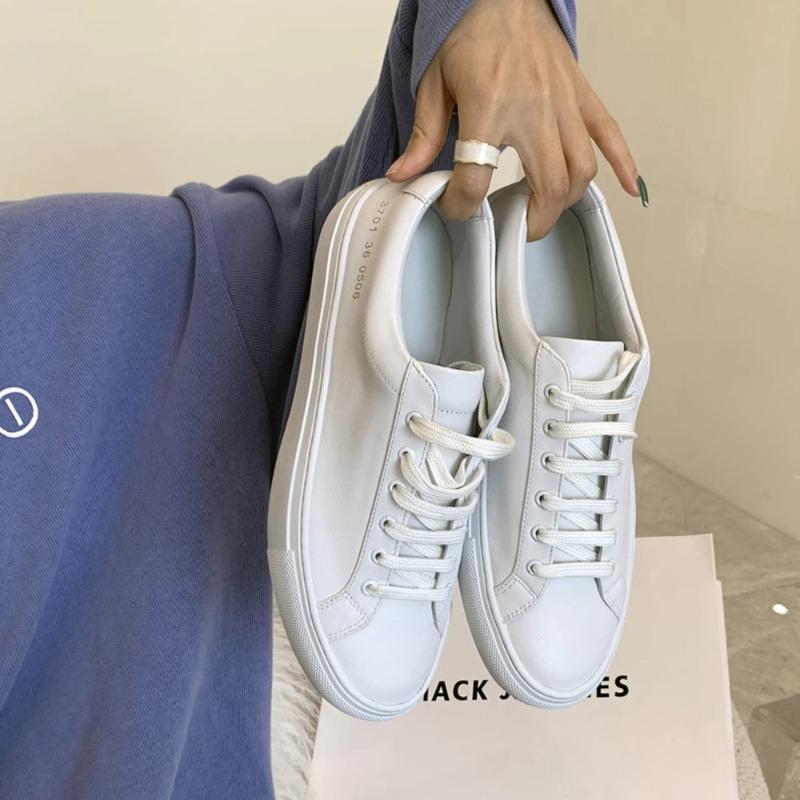 

Универсальная базовая пара маленьких белых туфель, женская обувь, весна и осень, лето, новая спортивная и повседневная плоская кожа, тренд 40 белый