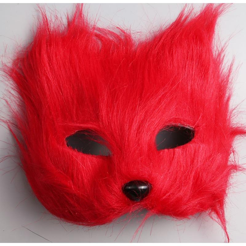 Furry Fox Shape Face Mask Animal Cat Hair Halloween Cosplay Carnival Party Mask Masquerade Props Head Cover Sexy Imitation Toys