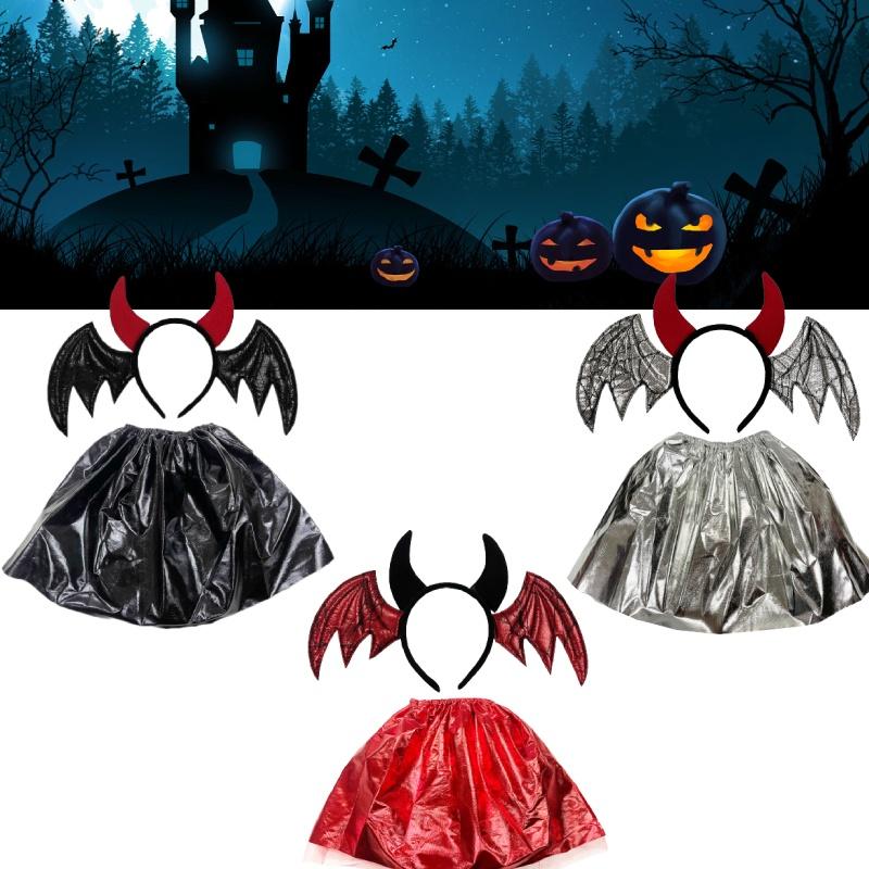 Halloween Bat Headband With Bizarre Animal Wings And Demon Skirt Costume
