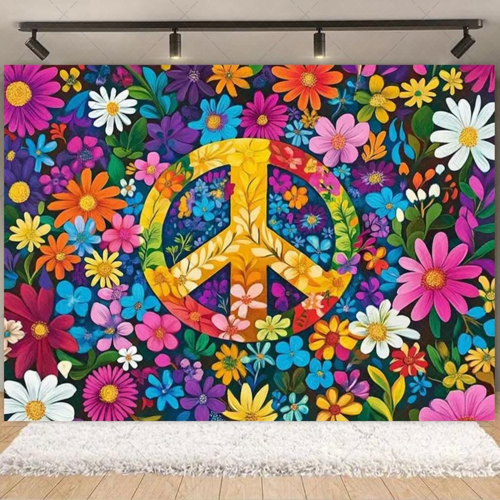 Stile Bohémien Colorato Hippie Bus Tema Sfondo per Compleanno Pace E Amore Decorazioni per Feste Stampa Tie Dye Sfondo in Vinile Regali