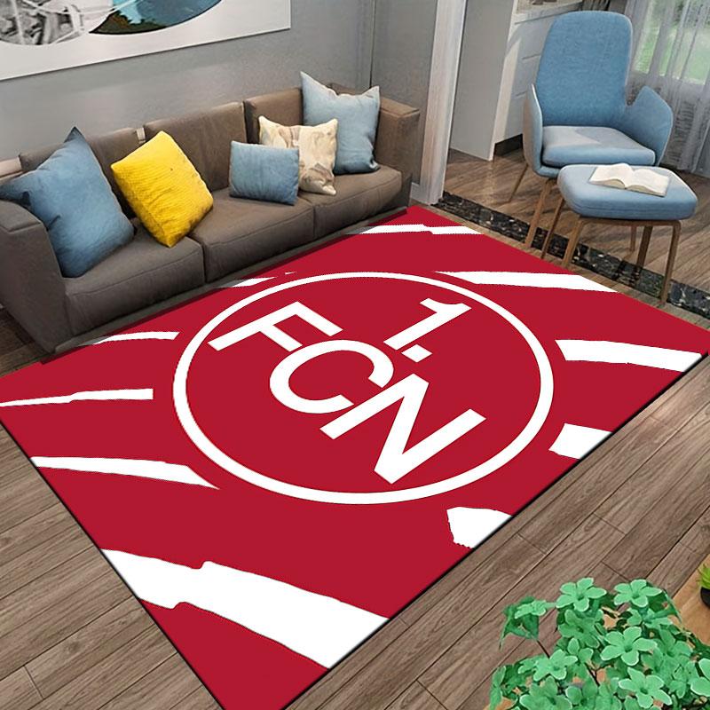 Red Carpet with Bold FCN Logo suitable as a non-slip mat for the living room or bedroom sofa