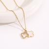 Elegant Gold-Plated Chinese-Style Four-Leaf Clover Necklace with Imitation Hetian Jade Pendant for Women
