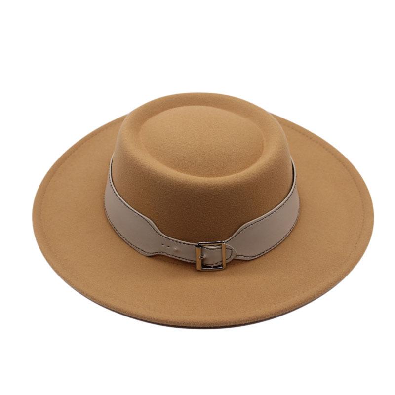 European, American Autumn and Winter Woolen Top Hat Cm Retro British Temperament Big Eaves Jazz Hat Women Felt Hat Korean Street Shot