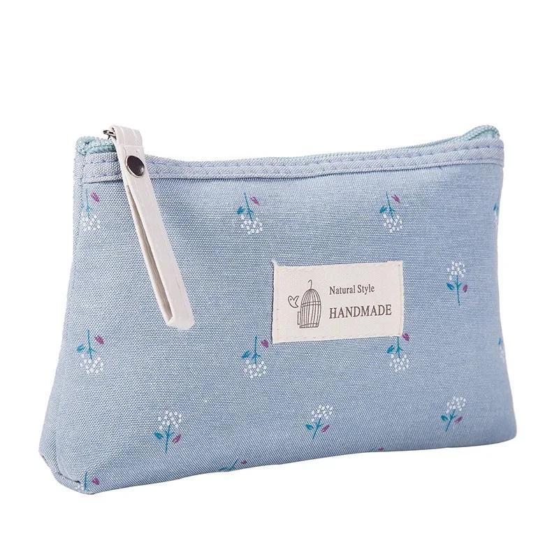 Soft Canvas Dot Print Women Cute Cosmetic Bag Toiletries Organizer Portable Make Up Bags Case Travel Storage Bag