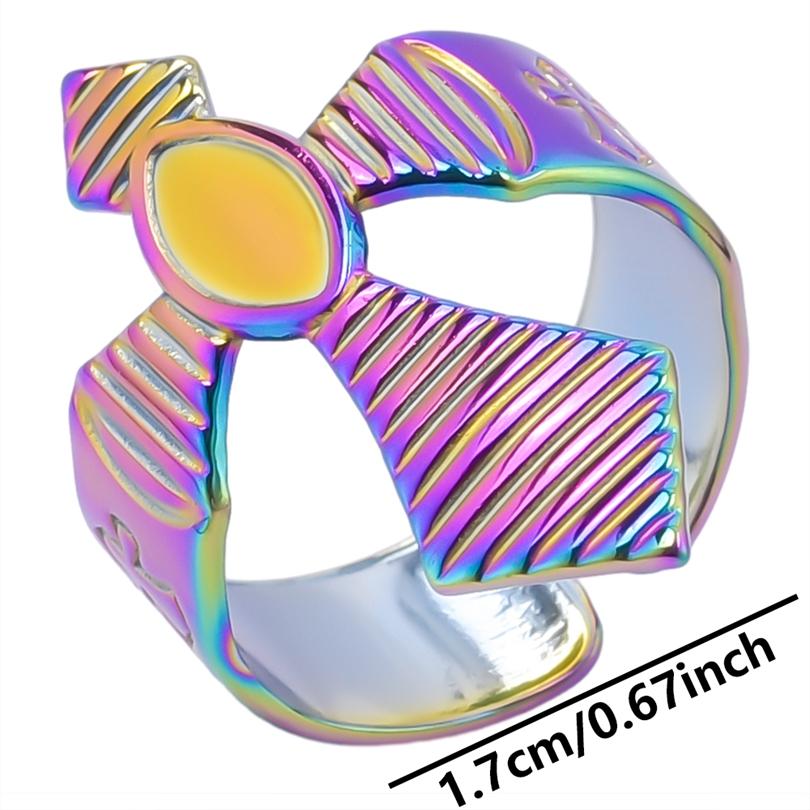 Rainbow Eye Horus Heart Star Ring Music Hip Hop Jewelry Stainless Steel Rings For Women Men Accessories Anillos Acero Inoxidable