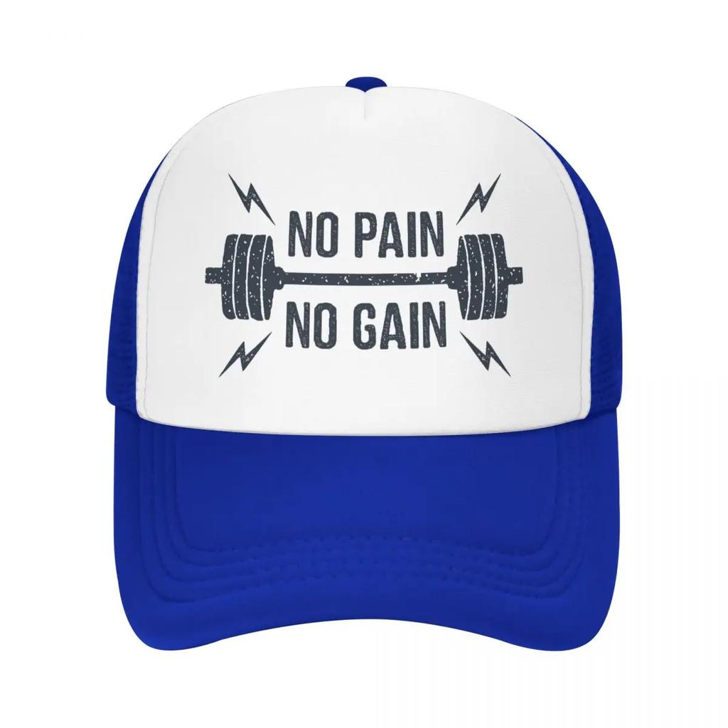 Custom No Pain No Gain Gym Motivational Quote Trucker Hat Adult Bodybuilding Workout Adjustable Baseball Cap Sports Trucker Cap